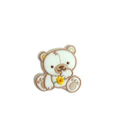 Iron-on Patch - Little Teddy Bear with Flower